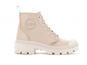 Palladium Pallabase Leather Stövlar Dam Beige | SIACYMH-27