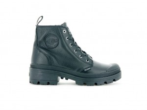 Palladium Pallabase Leather Stövlar Dam Svarta Svarta | PEGKFJM-39