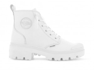 Palladium Pallabase Leather Stövlar Dam Vita Svarta | ZMOGXHU-32
