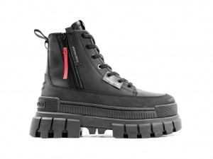 Palladium Revolt Boot Zip Leather Stövlar Dam Svarta Svarta | OVSXABM-92